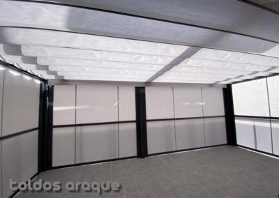 Toldos Cortavientos cofre motorizados y pergola en Valdemoro- Madrid